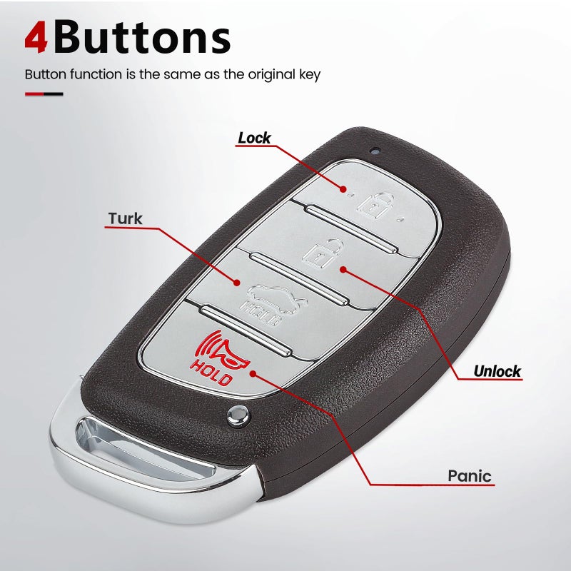 Beefunny Keyless Entry Key Fob Replacement for Hyundai Sonata 2015 2016 2017 FCC ID: CQOFD00120 P/N: 95440-C1000N 95440-C1001 95440-C1000 Smart Remote Car Key fob - Image 5