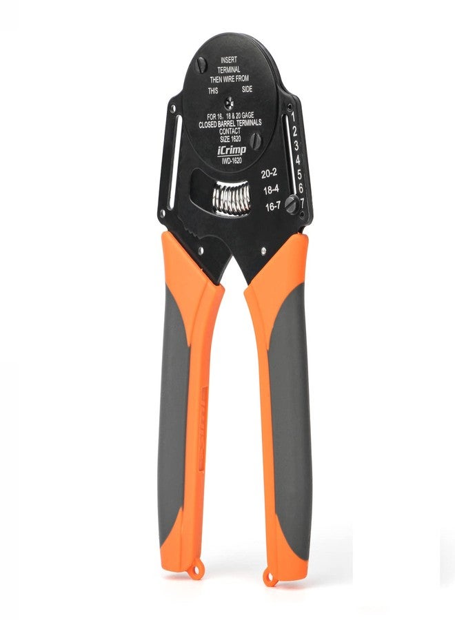 IWISS iCrimp IWD-1620 Deutsch Crimp Tool, Size 16 Deutsch Crimper, Solid Barrel Contact & Circular Connector Contacts Crimping Tool, 8 Indents Wire Crimper, AWG16 to AWG20 - Image 1