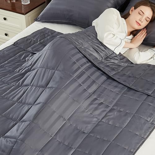 anfie Weighted Blanket Twin Size (48"x72" 15lbs),Ultra Soft and Cozy Cooling Weighted Blanket Twin Size for Adult,Heavy Blanket with Machine Washable Soft Blanket, Stripe Grey - Image 1