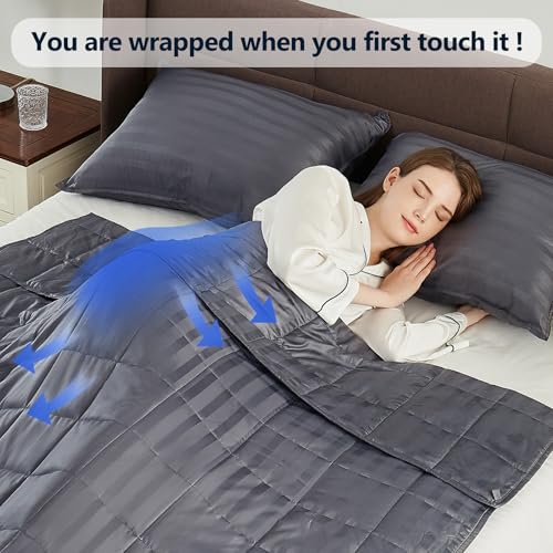 anfie Weighted Blanket Twin Size (48"x72" 15lbs),Ultra Soft and Cozy Cooling Weighted Blanket Twin Size for Adult,Heavy Blanket with Machine Washable Soft Blanket, Stripe Grey - Image 4