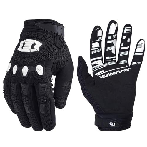 Seibertron Unisex BMX MX ATV MTB Racing Gloves - Touch Recognition Full Finger Glove for Road Racing and Motorcycle Sports Black M - Image 1