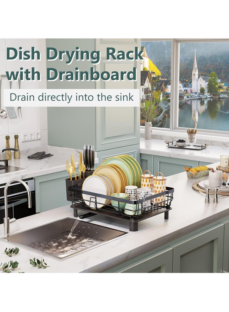 Beauenty Dish Drying Rack, Dish Racks for Kitchen Counter with Utensil Holder, Dish Drainers for Kitchen Counter with Drainboard, Kitchen Organizers & Storage Gadgets, House Warming Gifts for New Home - Image 5