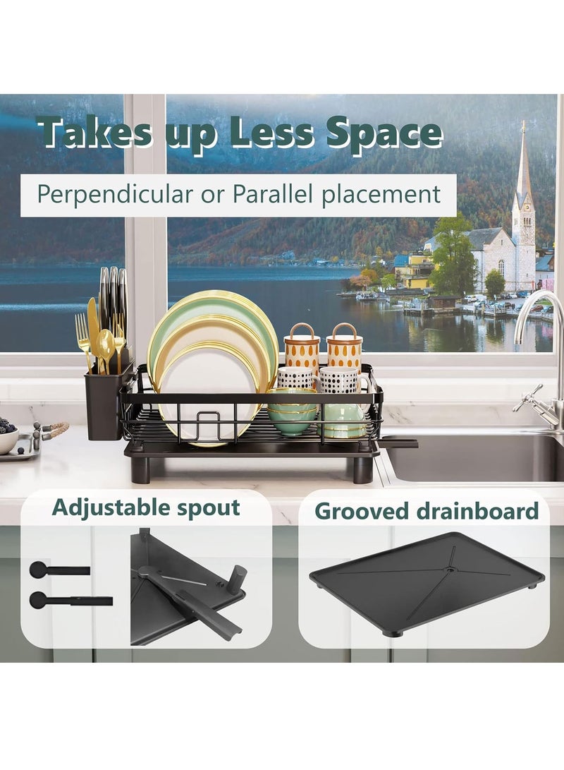 Beauenty Dish Drying Rack, Dish Racks for Kitchen Counter with Utensil Holder, Dish Drainers for Kitchen Counter with Drainboard, Kitchen Organizers & Storage Gadgets, House Warming Gifts for New Home - Image 4