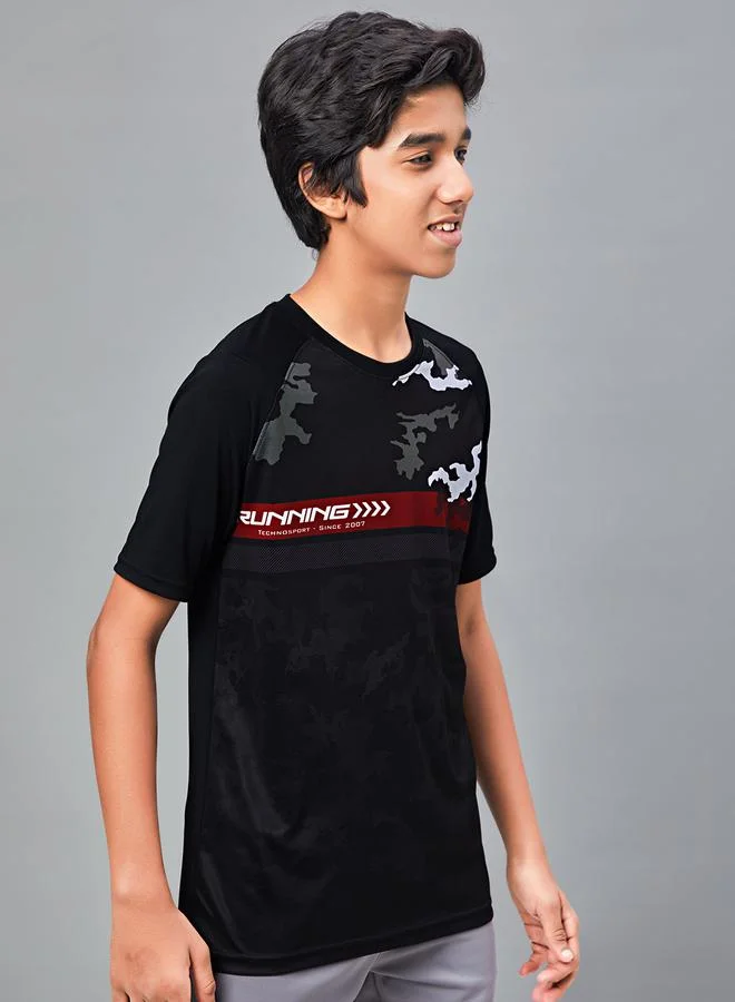 Technosport Printed Slim Fit T-Shirt with Technolite by Styli