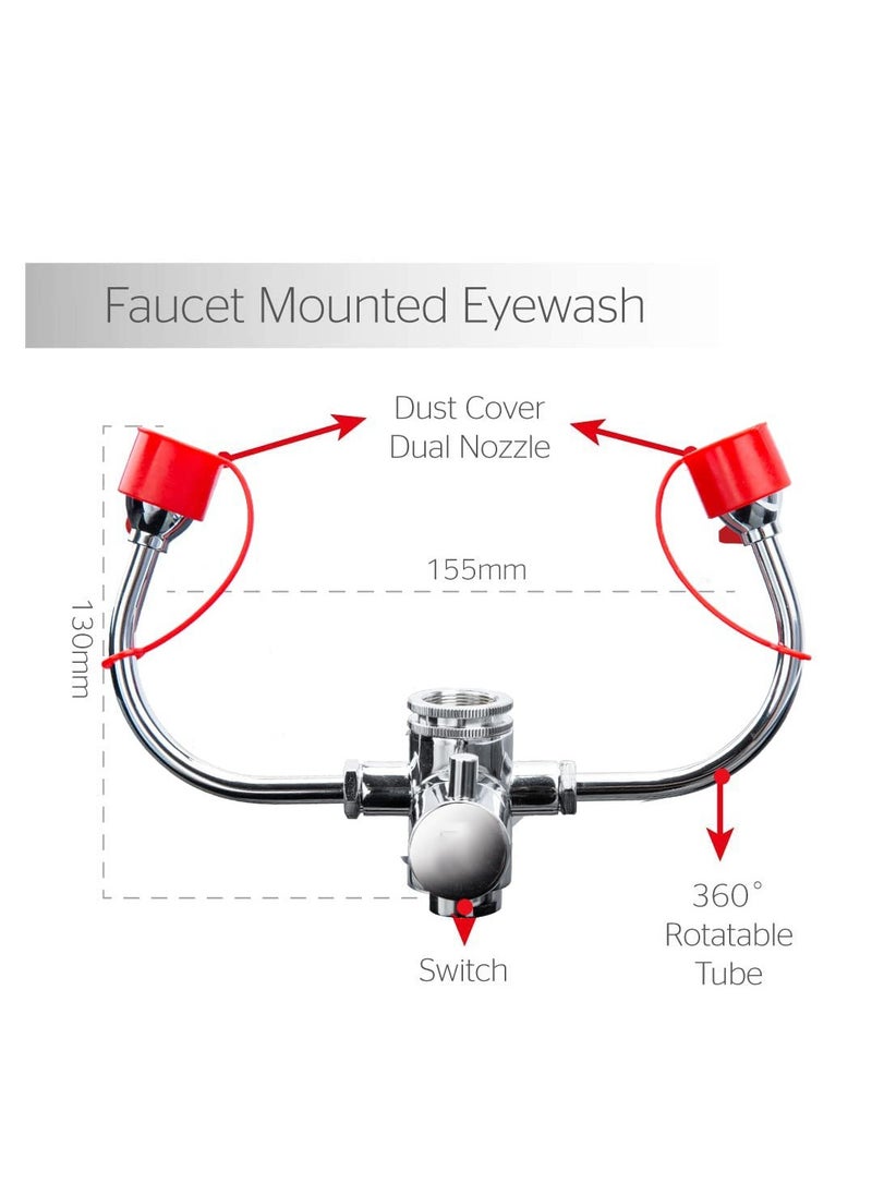 SYOSI - Faucet Mounted Eyewash Station with Cover, Reliable First Aid Emergency Eye Wash Unit, for Sink Attachment in Lab, Factory, Industry Site, Office and Home - Image 1