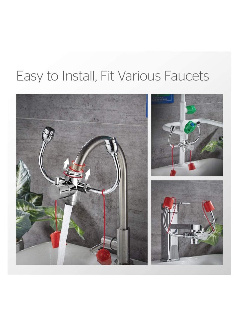 SYOSI - Faucet Mounted Eyewash Station with Cover, Reliable First Aid Emergency Eye Wash Unit, for Sink Attachment in Lab, Factory, Industry Site, Office and Home - Image 1