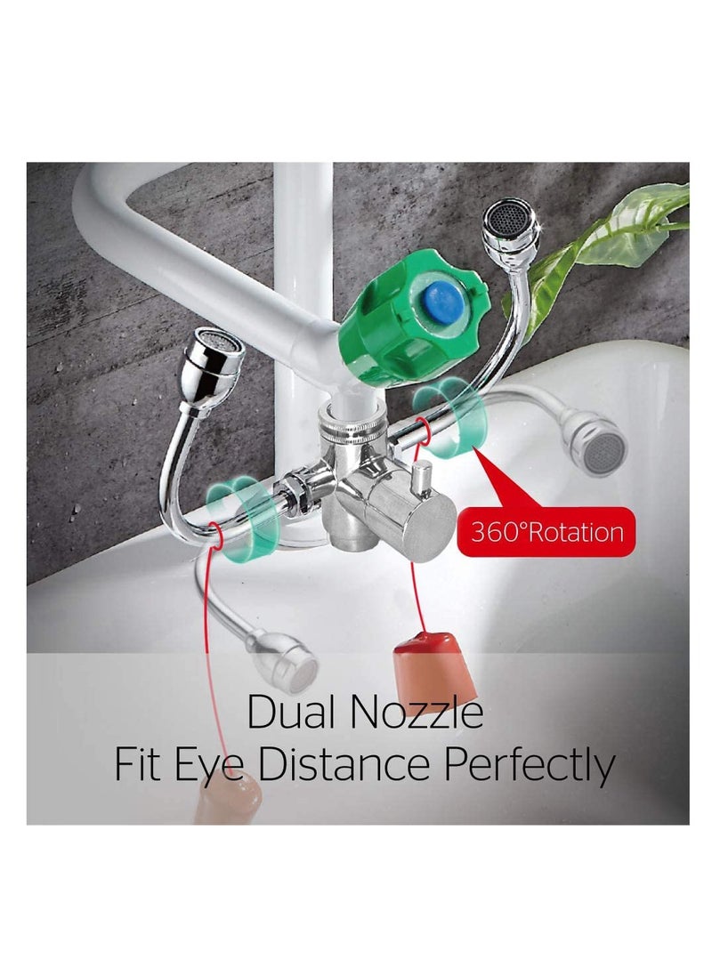 SYOSI - Faucet Mounted Eyewash Station with Cover, Reliable First Aid Emergency Eye Wash Unit, for Sink Attachment in Lab, Factory, Industry Site, Office and Home - Image 1