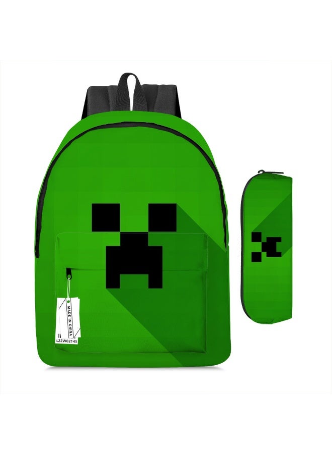 Minecraft backpack pencil case two-piece suit men and women leisure sports travel backpack student school backpack - Image 1