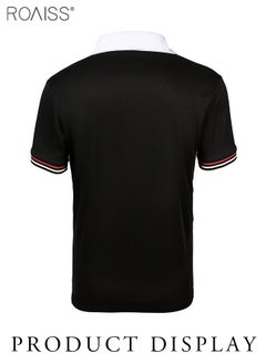 roaiss Manfinity Homme Men Plus Contrast Trim Polo Shirt Short Sleeve Outdoor Stretch Golf Shirts  - Image 4