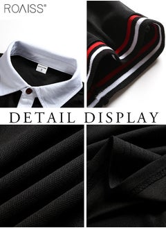roaiss Manfinity Homme Men Plus Contrast Trim Polo Shirt Short Sleeve Outdoor Stretch Golf Shirts  - Image 5