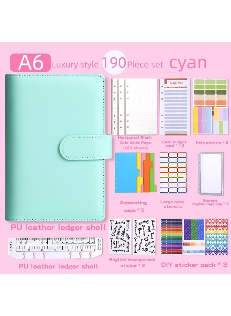 Y&D A6 Loose Leaf Notebook Luxury Style Set Macaron Pu Leather Loose Leaf Notebook Cash Budget Ledger