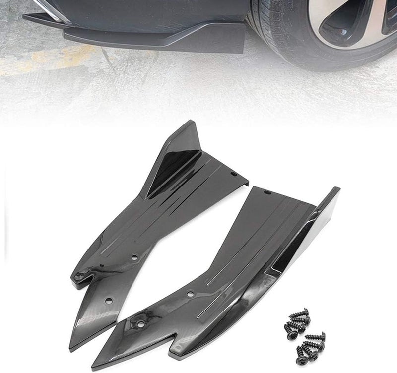 idain 2PCS Universal Rear Bumper Lip Diffuser Splitter Canard Protector - Black - Image 1