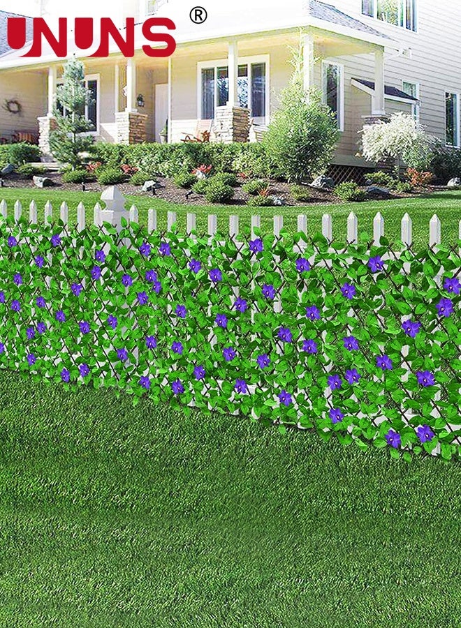 UNUNS Green Fences,Expandable Faux Ivy Fence Privacy Screen with Artificial Flower,Artificial Fences,Greenery Expandable Stretchable Covers Panel for Garden Fence Balcony,18x200cm - Image 4