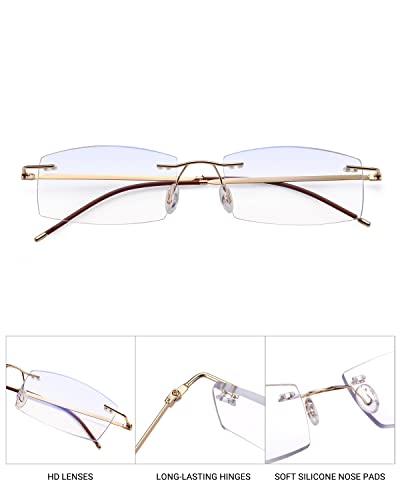 TERAISE Rimless Reading Glasses for Men Women, Lightweight Metal Clear Readers, Fashion Blue Light Blocking Computer Glasses Anti Eyestrain(2.0X) - Image 4