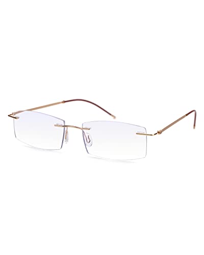 TERAISE Rimless Reading Glasses for Men Women, Lightweight Metal Clear Readers, Fashion Blue Light Blocking Computer Glasses Anti Eyestrain(2.0X) - Image 1