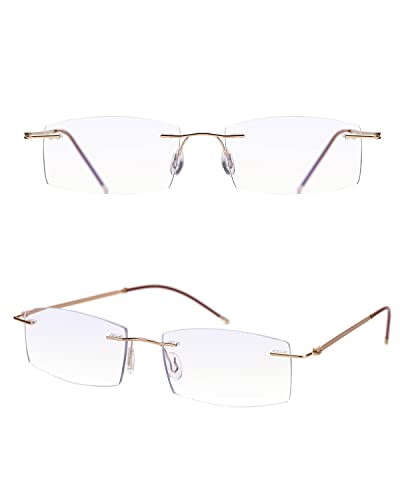 TERAISE Rimless Reading Glasses for Men Women, Lightweight Metal Clear Readers, Fashion Blue Light Blocking Computer Glasses Anti Eyestrain(2.0X) - Image 3