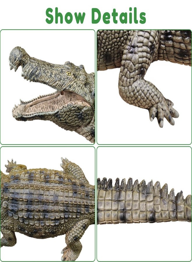 EOIVSH Large Alligator Toy, 15" Realistic Crocodile Action Figure with Moveable Jaw, Wild Life Animal Figurine for Boys and Girls, Great for Cake Topper & Decortion, Gift for Kids - Image 3