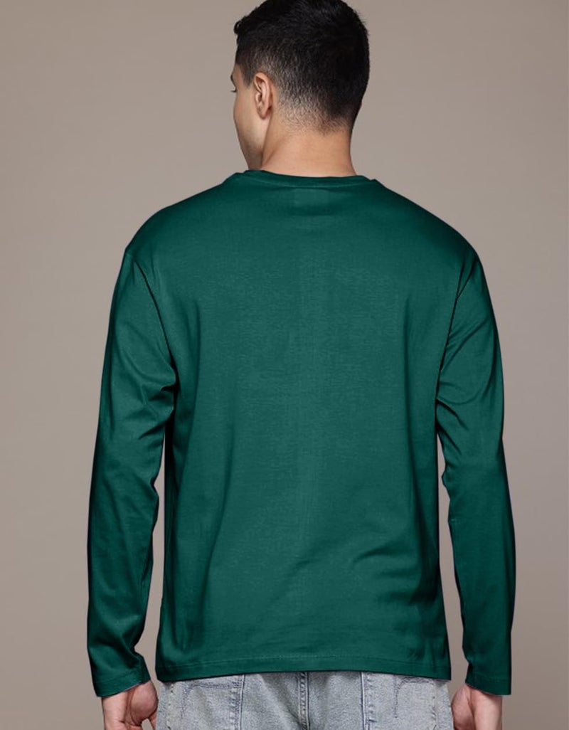 Veirdo® Pure Cotton Round Neck Regular Fit Solid Full Sleeve T-Shirt Combo for Men (PO3_V_FS_GN_NY_BK_M) - Image 3