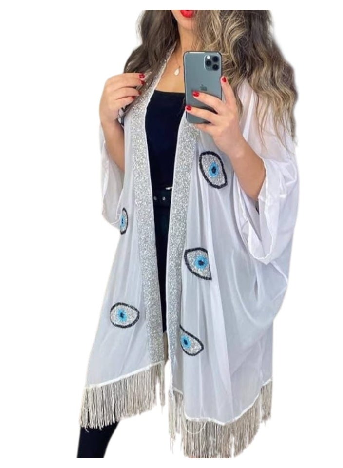Handmade abaya card with distinctive embroidery in cheerful colors – Free Size