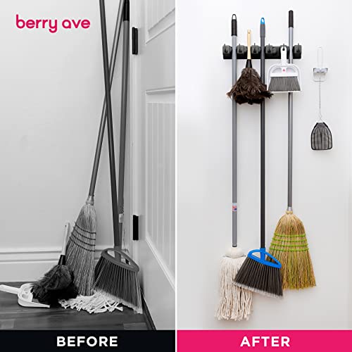 Berry Ave EXTRA GRIP Mop & Broom Holder Wall Mount - Wall Hanging Garden Tool & Utility Closet Organizer, Mop & Broom Hook, Broom Hanger Wall Mount, Mop Broom Organizer, Wall Mounted Broom Rack Mop Storage - Image 5