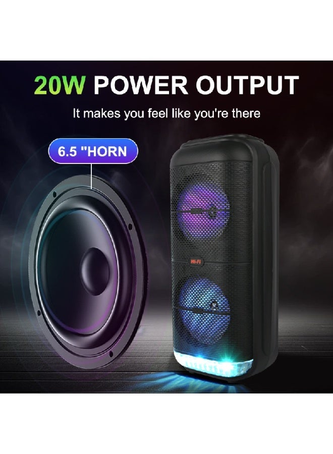 Portable Bluetooth Speaker with 6.5-Inch Subwoofer, Powerful Wireless Speaker with Deep Bass, Long Battery Life, LED Light, and Mic Input – Outdoor Party, Travel & Home Mini Speaker - Image 4