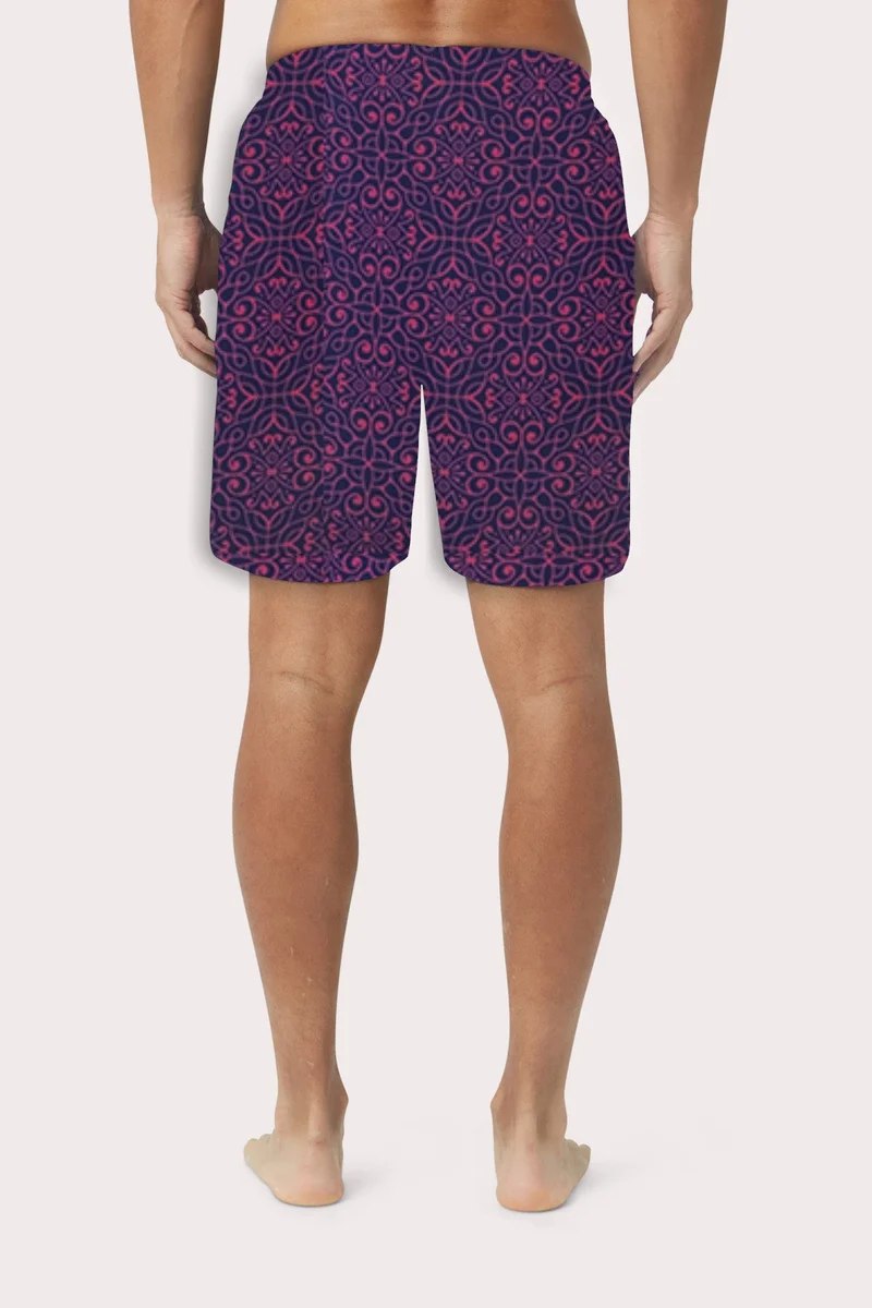 كويجا صن وير COEGA Boardshorts Elast Wst 16 In Mens SzS - Pink Lace