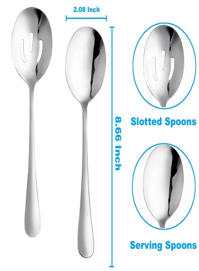 LayHyand 6 Pieces Serving Spoons Set, 8.7 Inch, Includes 3 Serving Spoons and 3 Slotted Spoon, Large Stainless Steel Buffet Banquet Utensils Cutlery Set for Home, Kitchen - Image 2