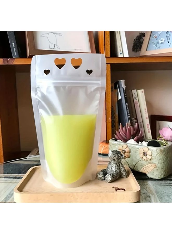 40 Transparent Self Sealing Matte Juice Drink Bags 16.91 Oz With Random Straws Reusable Milk Tea Soy Milk Packaging Bag For Takeout Beverage Milk Tea Shop Birthday Party - Image 5