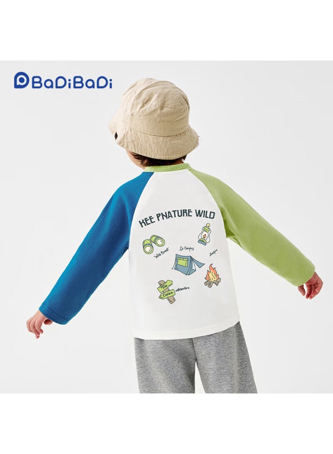 Badibadi Autumn And Winter Infant And Toddler Boys Long-sleeve T-shirt, Baby Undershirt Sweatshirt, Green, Small Tent, Size 130