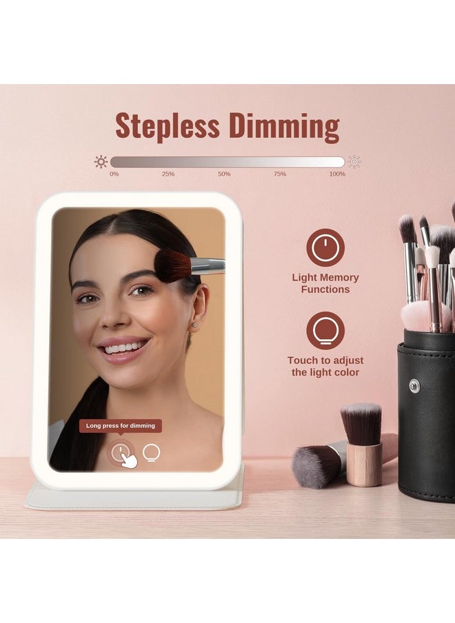 EASEHOLD Travel Makeup Mirror Rechargeable Lighted Makeup Mirror 72 Leds 3 Colors Light Modes 2000 Mah Portable Ultra Thin Compact Vanity Mirror With Lights Gifts For Girls  - Image 4