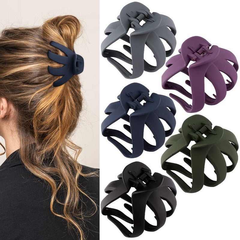 Large Octopus Matte Jumbo Hair Clips for Thick Hair  5 Pieces 315 Cute Giant Jaw Clips for Women