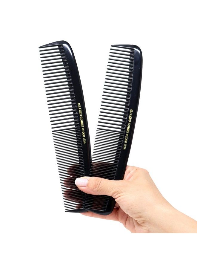 Allegro Combs 1000 Xlarge Styling Comb Hair Cutting Barber Stylist Shampoo Combs All Purpose Wide And Fine Tooth Made In The Usa 2 Pc. (Black) - Image 2