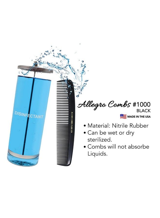 Allegro Combs 1000 Xlarge Styling Comb Hair Cutting Barber Stylist Shampoo Combs All Purpose Wide And Fine Tooth Made In The Usa 2 Pc. (Black) - Image 5