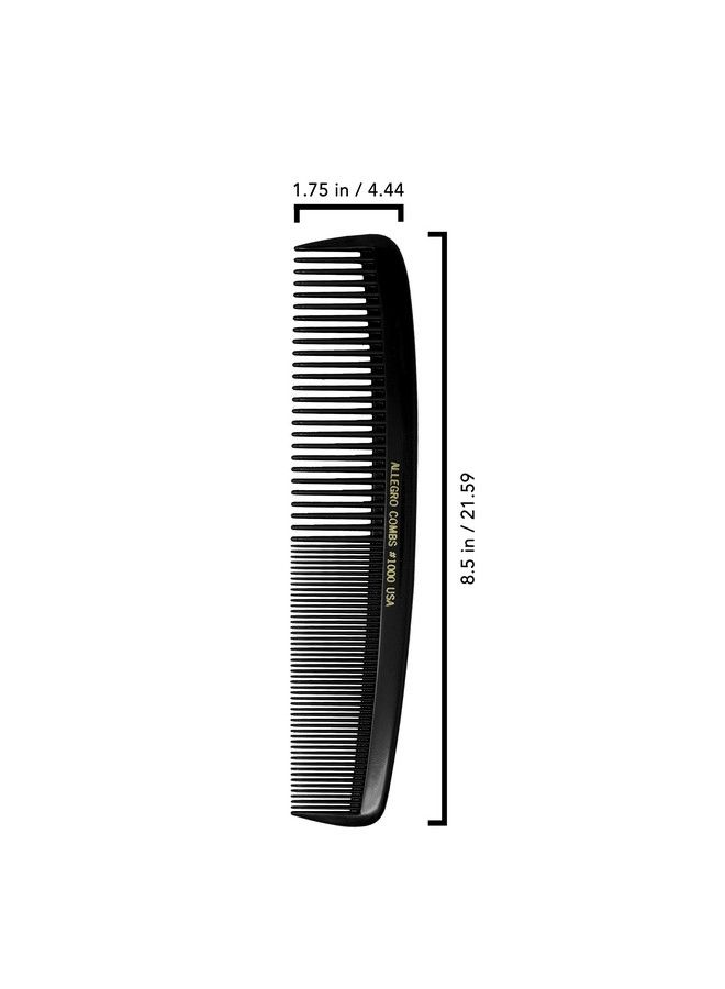 Allegro Combs 1000 Xlarge Styling Comb Hair Cutting Barber Stylist Shampoo Combs All Purpose Wide And Fine Tooth Made In The Usa 2 Pc. (Black) - Image 3