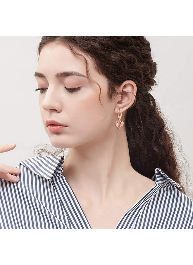 DAOCHONG - S925 Sterling Silver Heart Dangle Drop Leverback Cage Filigree Earrings For Women - Image 1