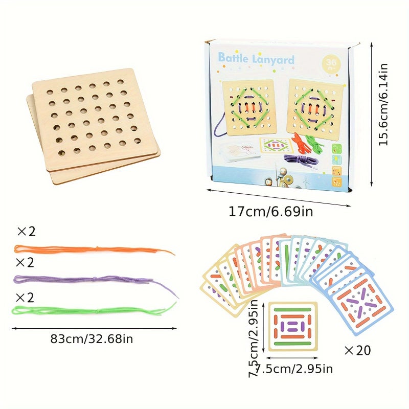 Wooden Lacing Toy Rope Fighting Early Learning Threading Game Educational Gift for Kids - Image 2