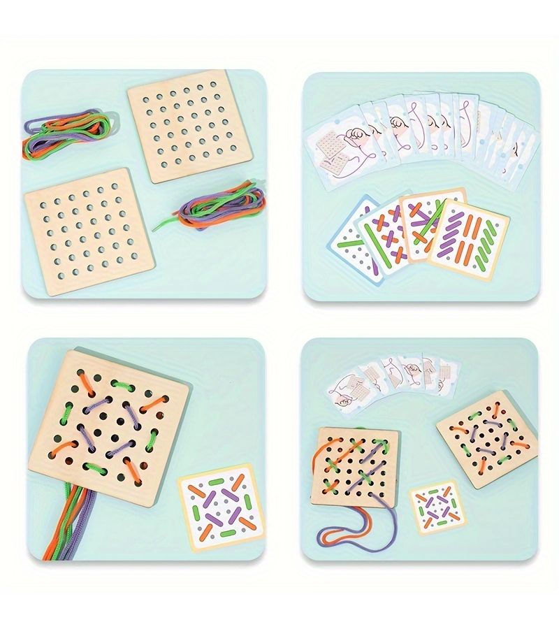Wooden Lacing Toy Rope Fighting Early Learning Threading Game Educational Gift for Kids - Image 4