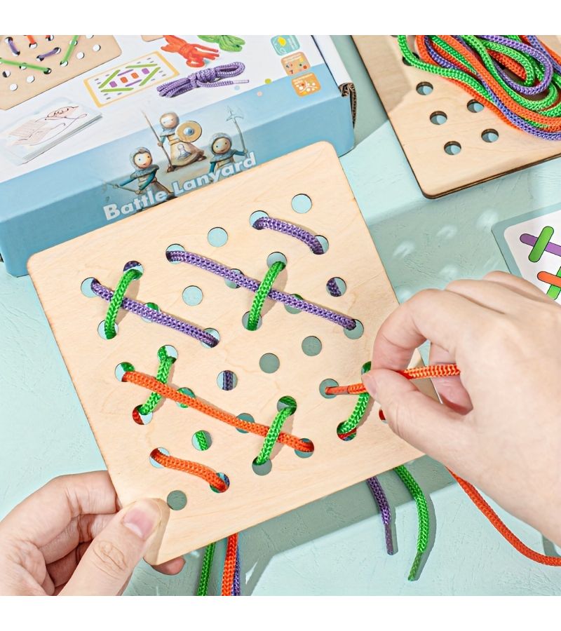 Wooden Lacing Toy Rope Fighting Early Learning Threading Game Educational Gift for Kids - Image 5