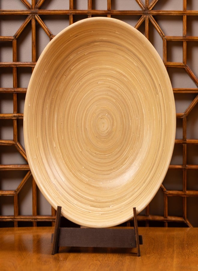 LEXA 14" Handmade Bamboo Salad Bowl – 130 oz Large Wooden Fruit Bowl for Kitchen Counter, Natural Bamboo - Image 3