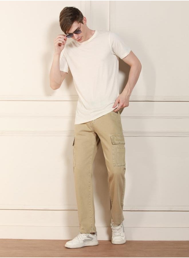 Dennis Lingo Men's Khaki Relaxed Fit Jeans - Casual and Comfortable  - Image 1