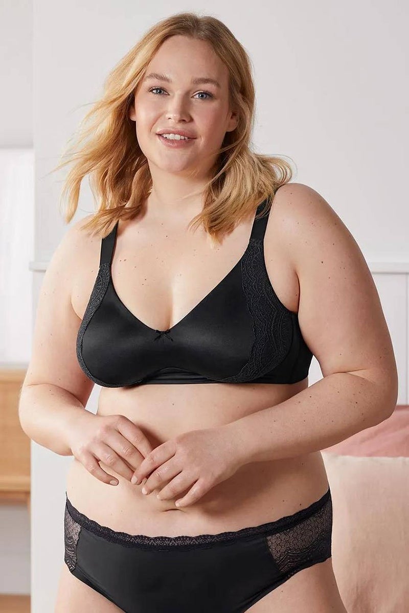 Tchibo Women Non Padded Non Wired Lace Soft Bra, Black  - Image 1