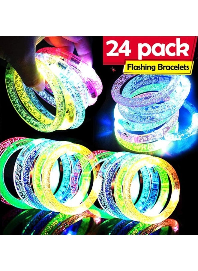 AMENON 24 Pack Patriotic Glow In The Dark LED Bracelets Memorial Day Party Favors for Kids Adult Party Supplies Flashing Light Up Bracelet Glow Sticks Party Toys 4th of July Accessories Birthday Games Gifts - Image 1