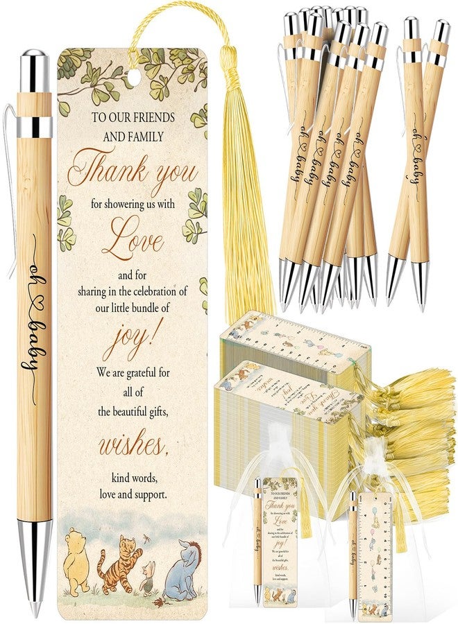 Xendelow Winnie Baby Shower Favors Set, Includes 30 Baby Shower Ballpoint Pens 30 Winnie Thank You Bookmarks 30 Organza Bags for The Pooh Gender Reveal Gifts Guest Prizes, Winnie Gifts for Guests - Image 1