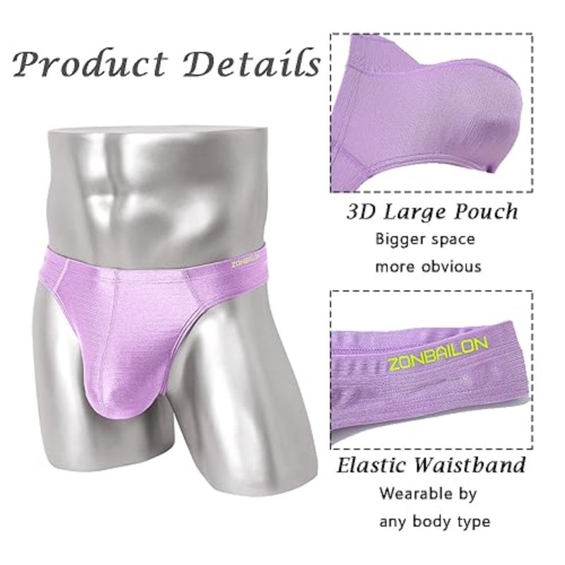 JINSHI Men's Thong Underwear Sexy Ice Silk Glossy G String Male Athletic Thongs T Back For Men Bikini Briefs - Image 3
