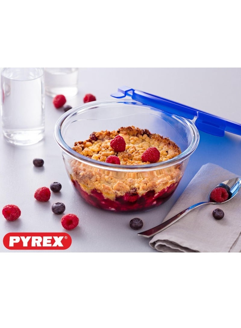 Pyrex Cook&Go 700ml Round Storage Dish with Airtight Lid - Versatile Freezer-to-Oven Solution Blue 700ml - Image 4