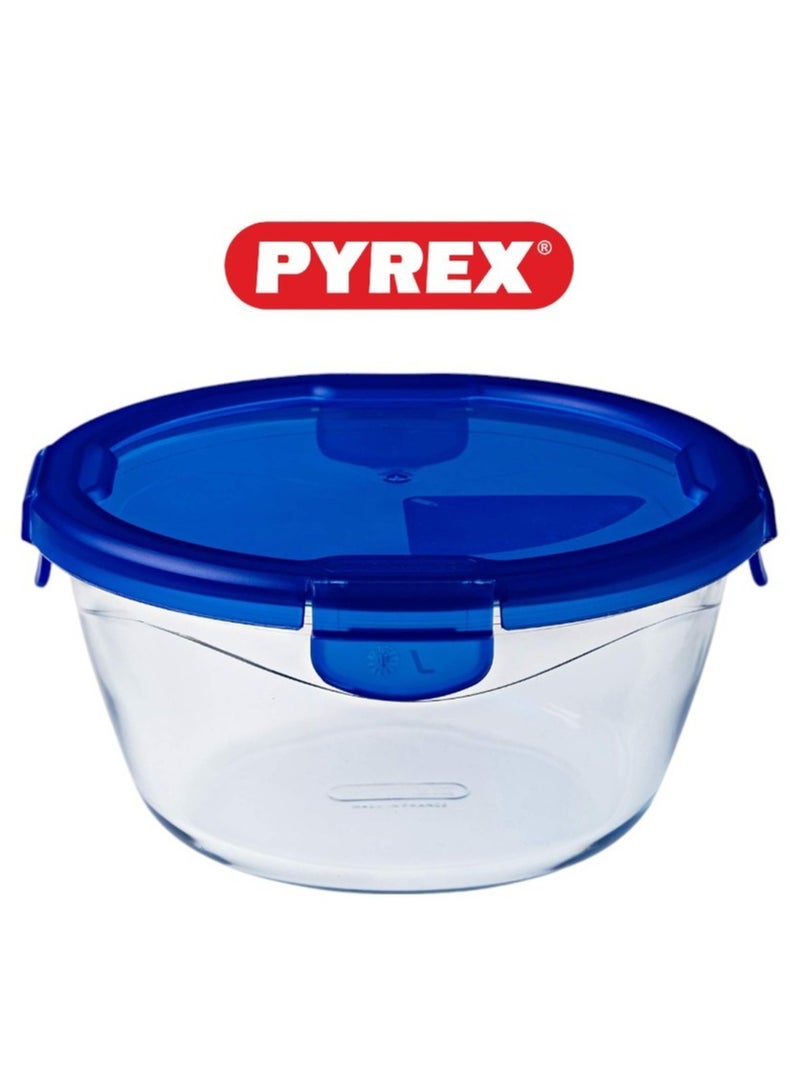 Pyrex Cook&Go 700ml Round Storage Dish with Airtight Lid - Versatile Freezer-to-Oven Solution Blue 700ml - Image 2