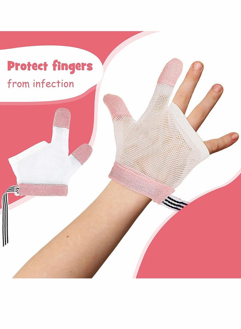 Excefore إيقاف مص الإبهام، حماية الأصابع، واقي الأصابع، مجموعة علاج مص الأصابع للأطفال الصغار، مناسبة للأطفال الأولاد والبنات (وردي) - Image 2