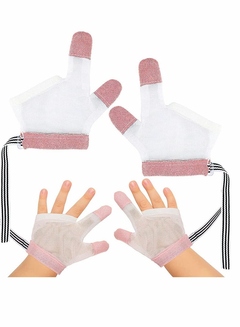 Excefore إيقاف مص الإبهام، حماية الأصابع، واقي الأصابع، مجموعة علاج مص الأصابع للأطفال الصغار، مناسبة للأطفال الأولاد والبنات (وردي) - Image 1