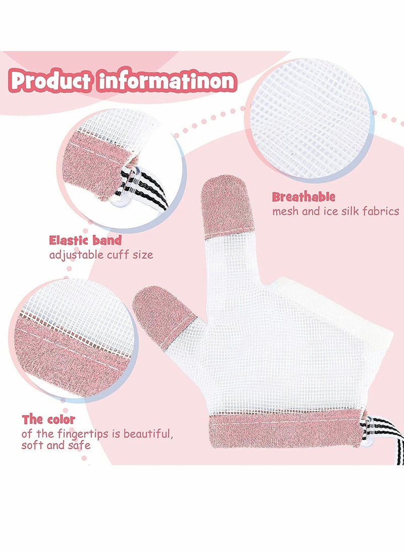 Excefore إيقاف مص الإبهام، حماية الأصابع، واقي الأصابع، مجموعة علاج مص الأصابع للأطفال الصغار، مناسبة للأطفال الأولاد والبنات (وردي) - Image 5