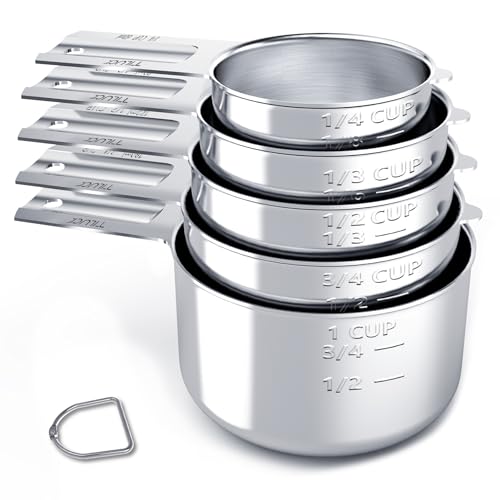 TILUCK Stainless Steel Measuring Cups Set,Kitchen Gadgets for Cooking & Baking,Set of 5 - Image 1